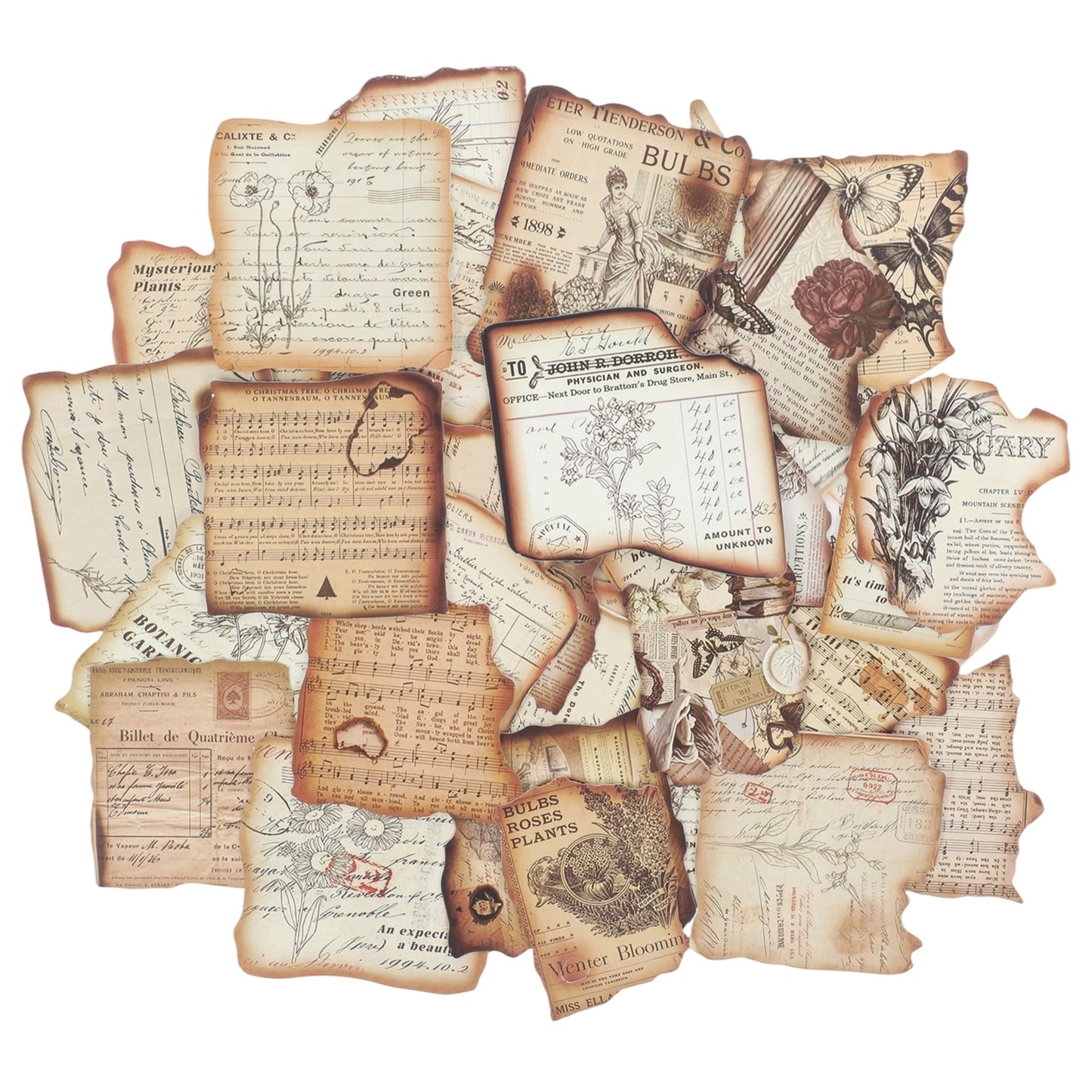 Yuanchu 100 PCS Vintage Scrapbook Stickers Kit, Cute Junk Journal Supplies Including Scrapbook Stickers and Journaling Sticker Aesthetic Scrapbooking Supplies for Planners Collage Album