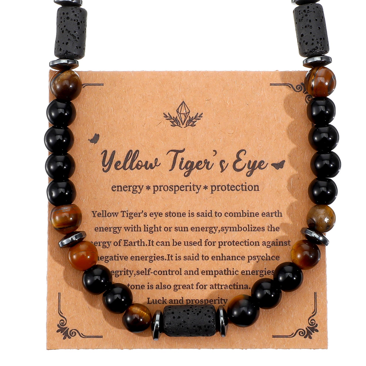 YUXMU 8mm Mens Beaded Necklace, Men's Tiger Eye Stone Bead Necklace Beaded Charm Choker Neck Chain Mens Jewellery Relief Gifts(20.8 Inch)