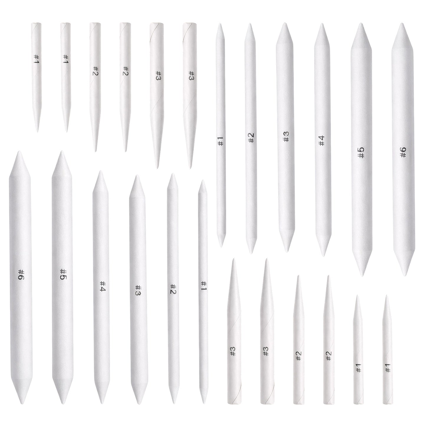 SHENLIU 24 Pcs Blending Stumps, Pencil Blender for Artists, Dual Ended Charcoal & Graphite Smudge Stumps, Portable Sketching Tools for Drawing, Shading, Blending, Gray White