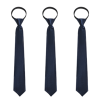 XLIUAX 3pcs Pre-tied Necktie, Adjustable Neck Strap Solod Color Neckties for School Graduation Wedding Party, Navy Blue