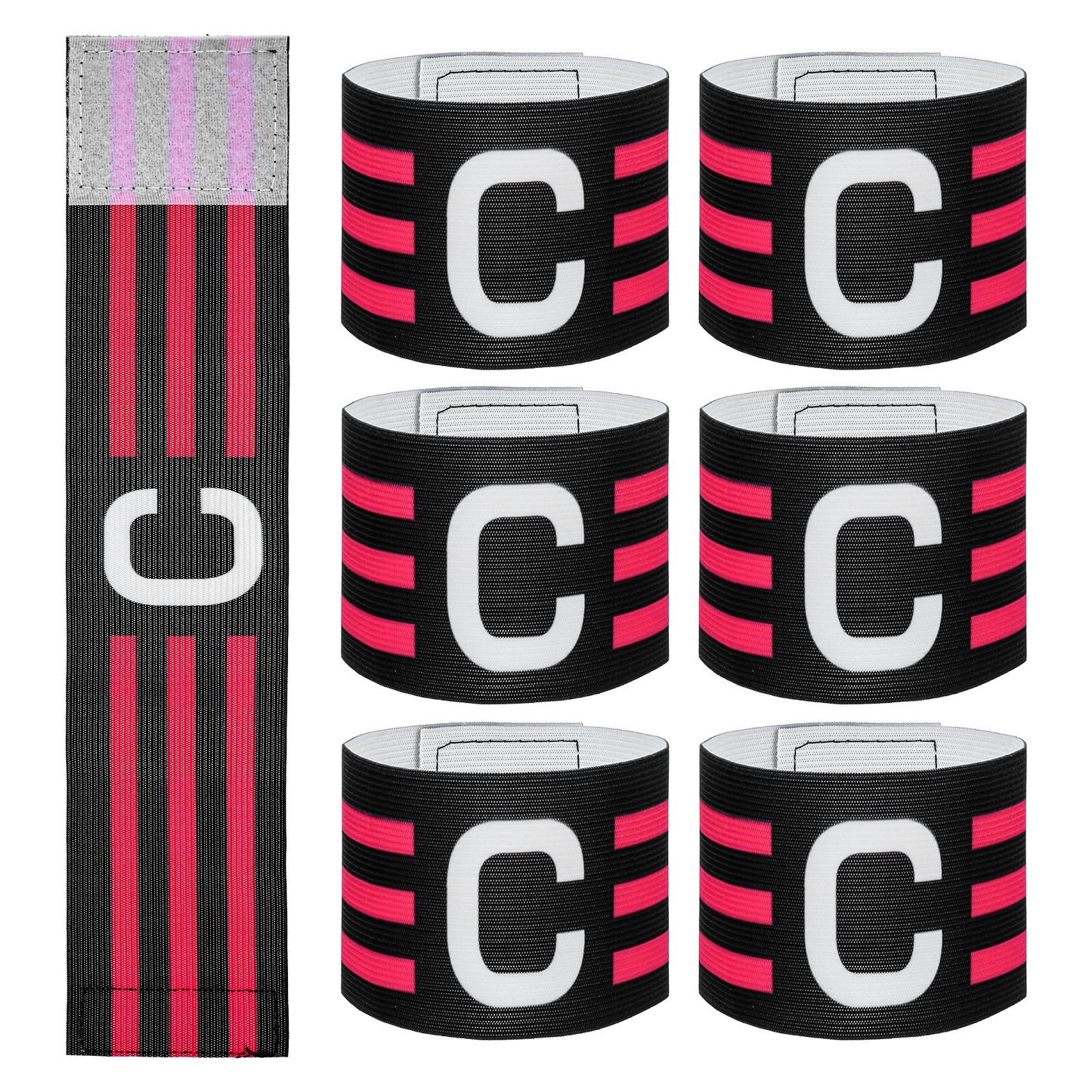 GEEHUA 6 Pcs Adjustable Captain Armbands, 12.2x2.55Inch Soccer Captain Armband Elastic Leader Sport Arm Bands for Football Basketball Rugby Volleyball Team Leaders