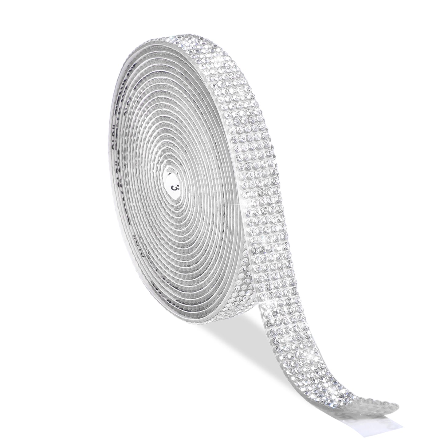 Molain Self Adhesive Rhinestone Ribbons, Sliver Rhinestone Strips, Diamond Crystal Rhinestone Ribbon Roll Stickers Glitter Bling Ribbons Rhinestone for Crafts Fabric Car Shoes Decor(3 Yards)