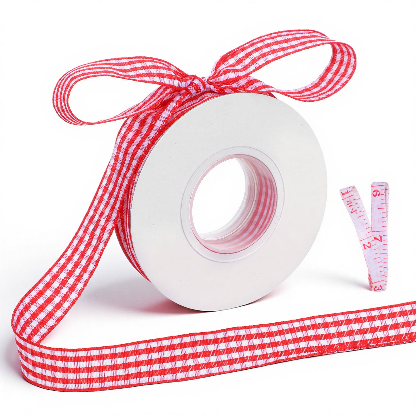 XLIUAX Red Checkered Gingham Ribbon, 25 Yd Roll Plaid Ribbon Buffalo Plaid Check Christmas Fabric Ribbons for Thanksgiving Bow Wreath Gift Wrapping Decoration