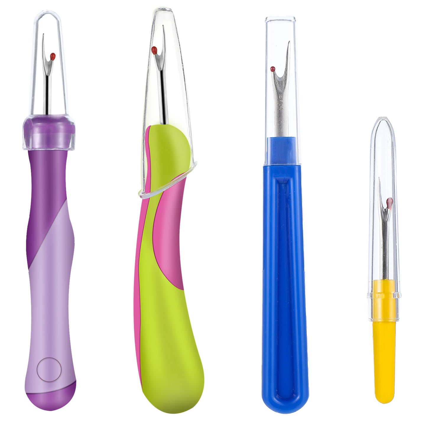 LXUEJIE 4Pcs Seam Ripper Tools Set, Colorful Seam Rippers with Protective Cap Professional Thread Cutter for Removing Unwanted Hems Seams