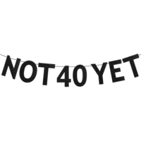 cobee Not 40 Yet Banner, Birthday Banner, Black Glitter Birthday Decorations Supplies for Party Decor Cheer Signs for Men Women
