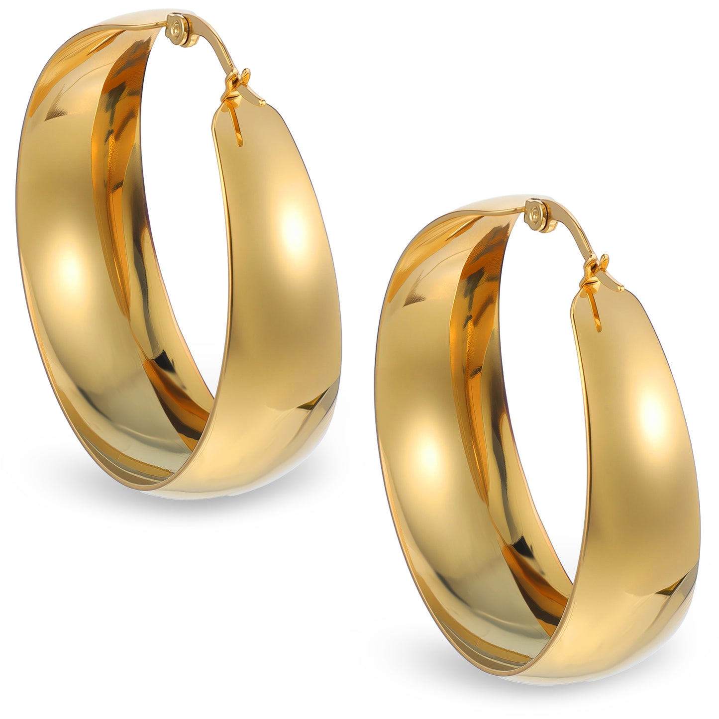 JIEYAO 1 Pair 40mm Gold Hoop Earrings for Women, Thick Gold Hoop Earrings Wide Hoops Earring Lightweight Big Gold Plated Earring Jewelry Gift for Women