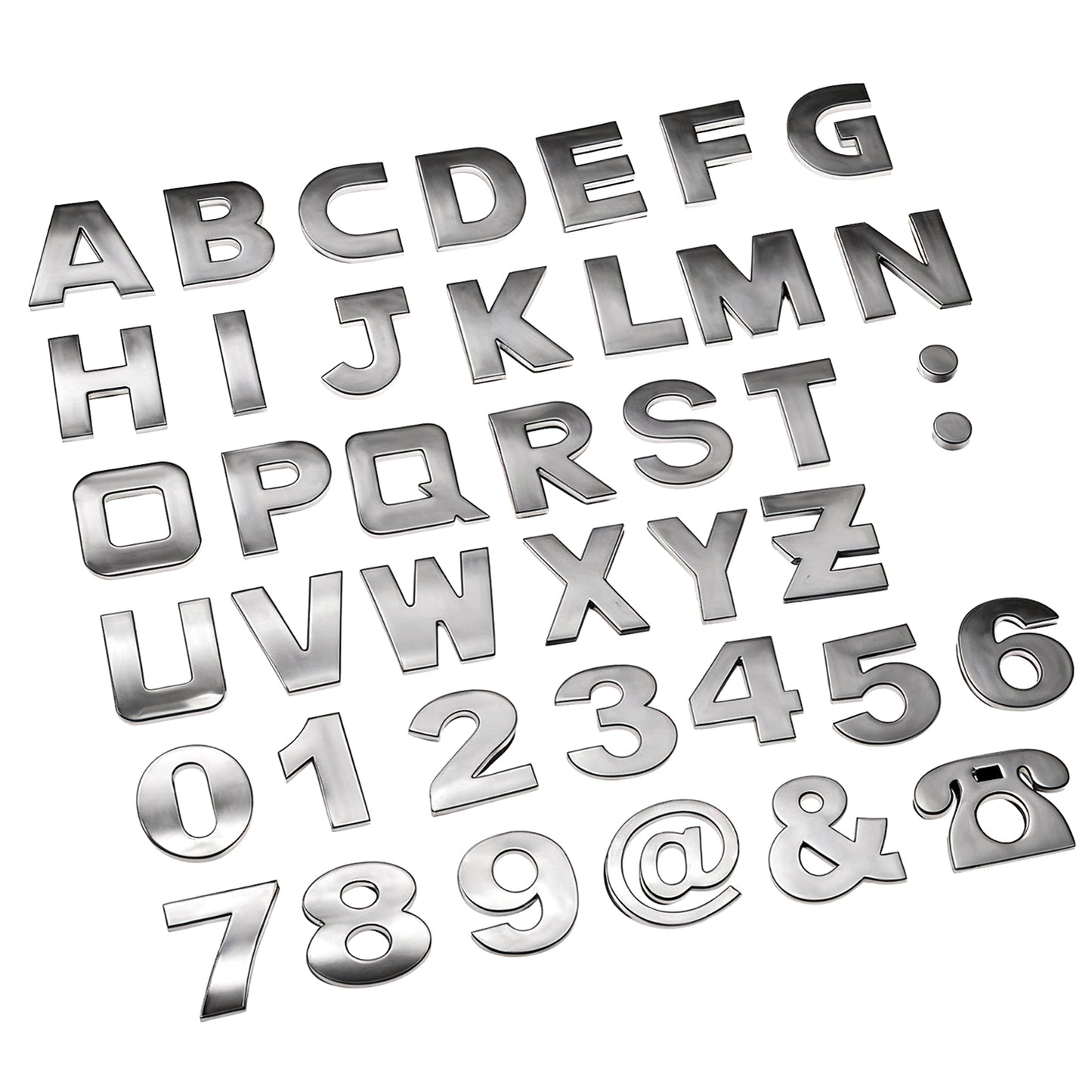 MBAIYO 43Pcs Car Emblem Letters Sticker, 3D Chrome Number Symbol Badge Car Tailgate Letters Self Adhesive Emblems for Cars Trucks Motorcycles
