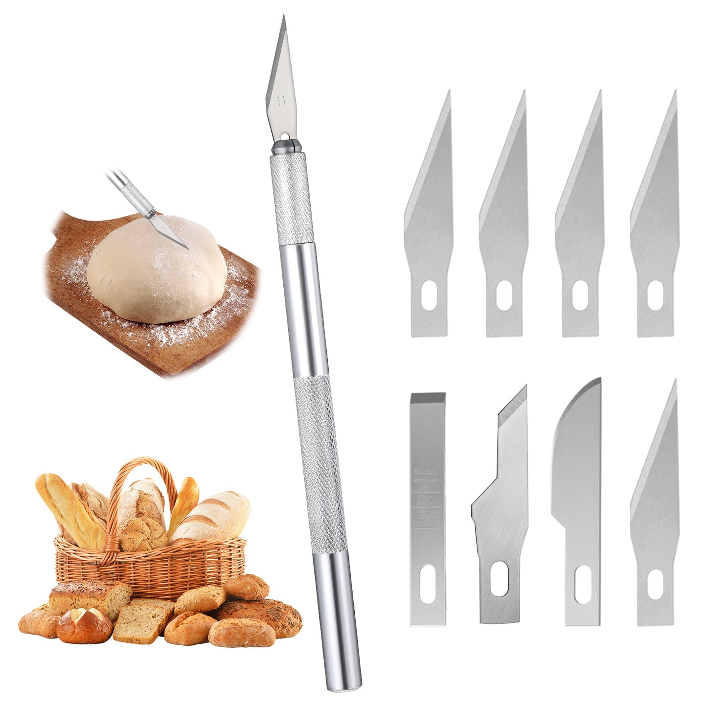 Molain Bread Lame, Dough Scoring Tool Kit with 8 High-Carbon Steel Blades, Manual Bread Slicer & Cutter for Sourdough Baking Accessories