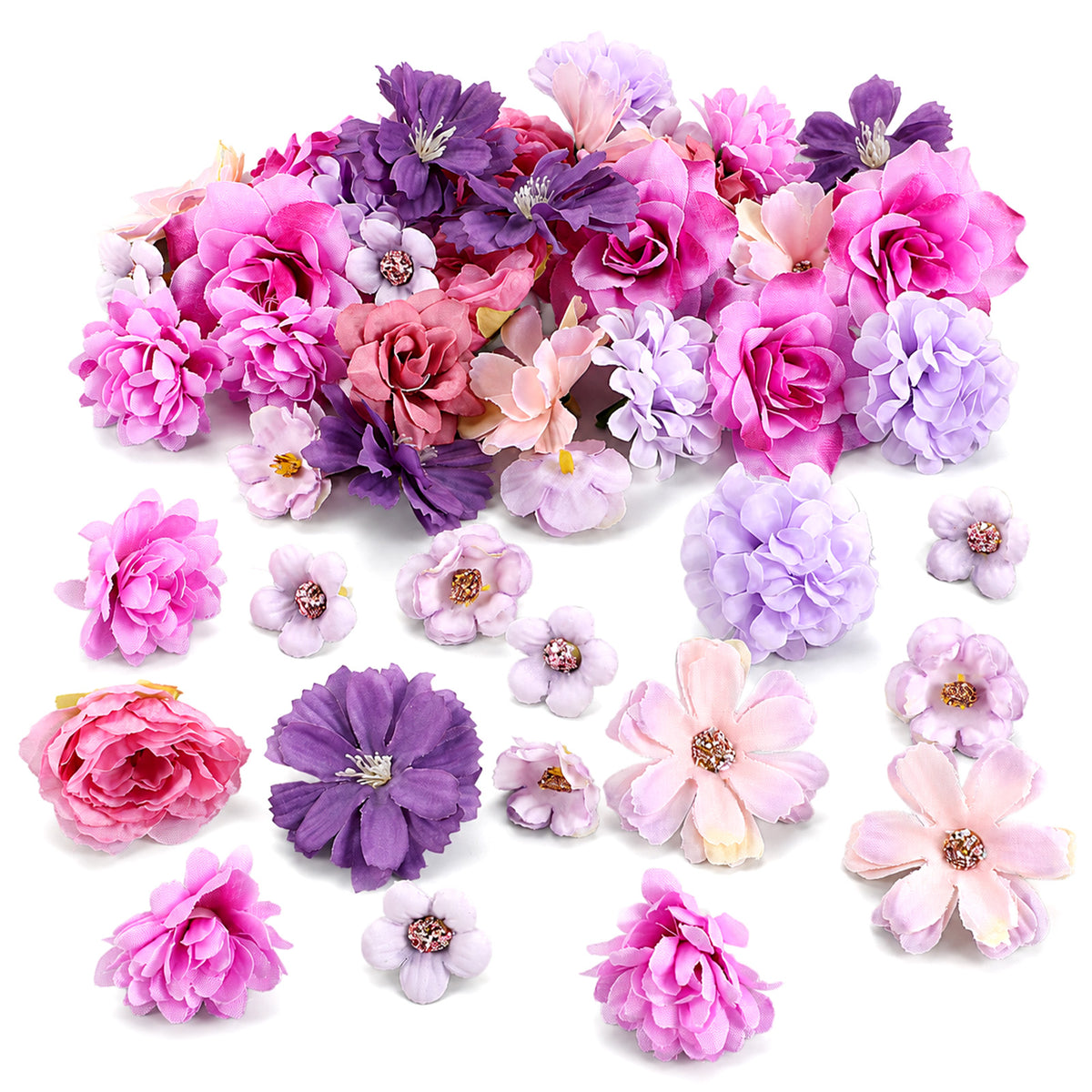 YUXMU 50 Pcs Mini Silk Faux Flower Heads
