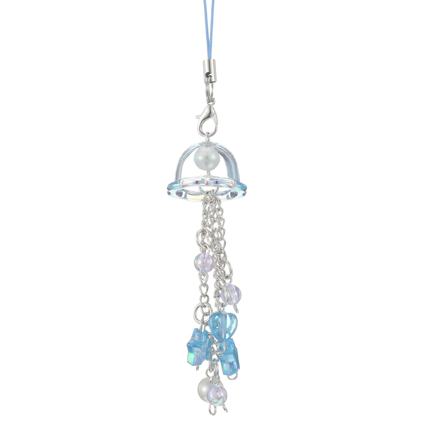 TIESOME Jellyfish Phone Charm, Kawaii Aesthetic Beaded Strap Accessory Cute Charm Straps with Star Heart Cell Phone Pendants for Bag, Keychain, Camera Decor(Blue)