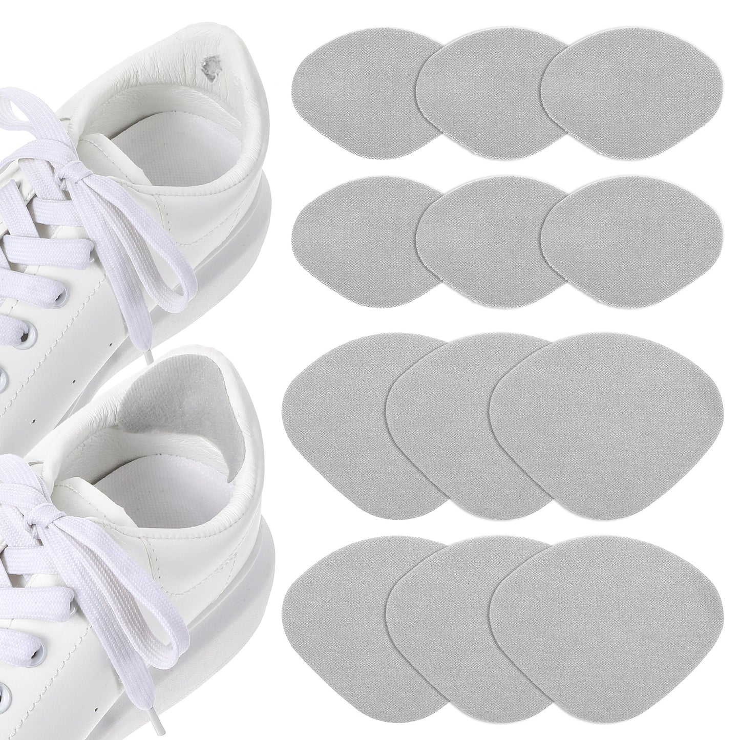 Yuanchu 6 Pairs Shoe Heel Repair, Self-Adhesive Inside Shoe Patches Kit for Repair Holes Heel Pads for Shoes Shoe Repair Kit for Sneakers Leather Shoes High Heels Boots Basketball Shoes(Grey)
