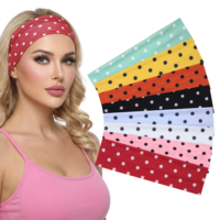 Molain 8PCS Polka Dot Fabric Headband, Non Slip Soft Wide Elastic Polka Dot Headbands Fashion Hair Accessories for Women Yoga Workout Washing Face Daily Wear