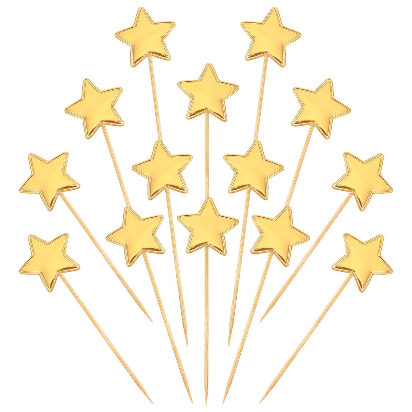 XLIUAX 100 Pcs Star Cupcake Toppers, Gold Cupcake Toppers Wedding Cupcakes Topper Gold Cake Sticks for Birthday Cake Decorations Party Glitter Twinkle Star Accessories Decorative Sticks For Wedding