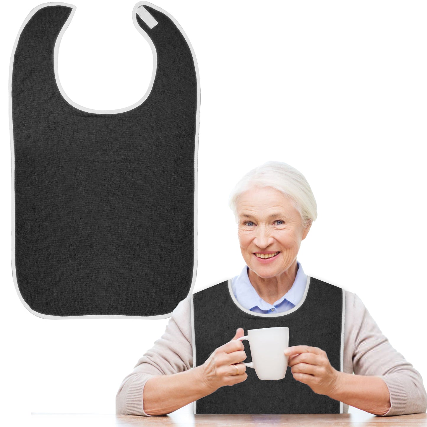 Yuanchu Towels Adult Bibs, Adult Bibs for Men Women Senior Citizens Adult Bibs for Eating Bibs for Adults (Gray)