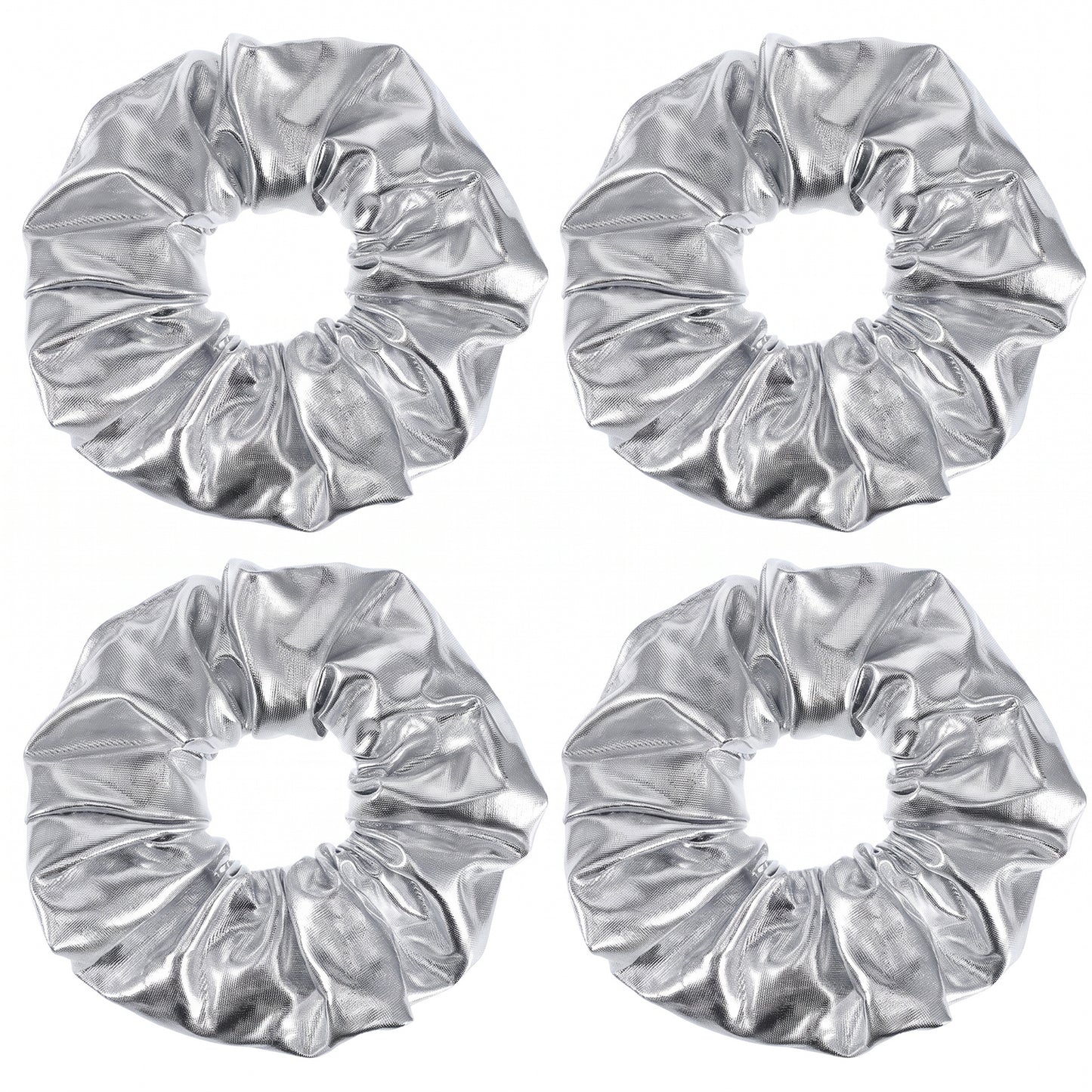 GEEHUA 4PCS Scrunchies for Women, Silver Hair Scrunchies Sparkly Ponytail Holders Silver Hair Ties HairAccessories for Women Retro Theme Party