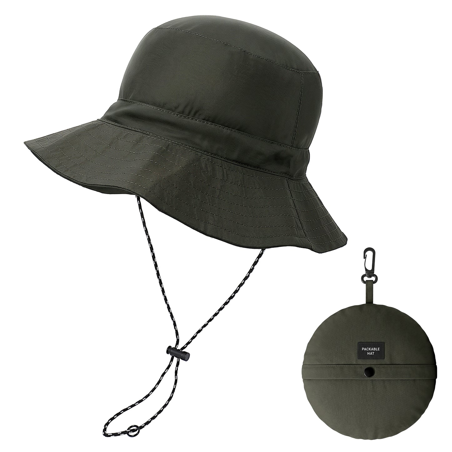 XLIUAX Foldable Sun Hat for Men, Waterproof String Fisherman Hat, Unisex Outdoor Straw Hats with UV Protection, Breathable Hiking Hats for Fishing, Hiking, Traveling, Mountaineering Olive Green
