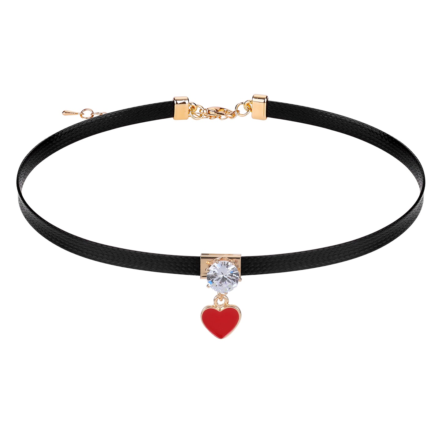 Giantree Black Choker Necklace for Women, Adjustable Leather Choker Collar Elegant Pendant Necklace for Women Gothic Jewelry Gift(Heart)