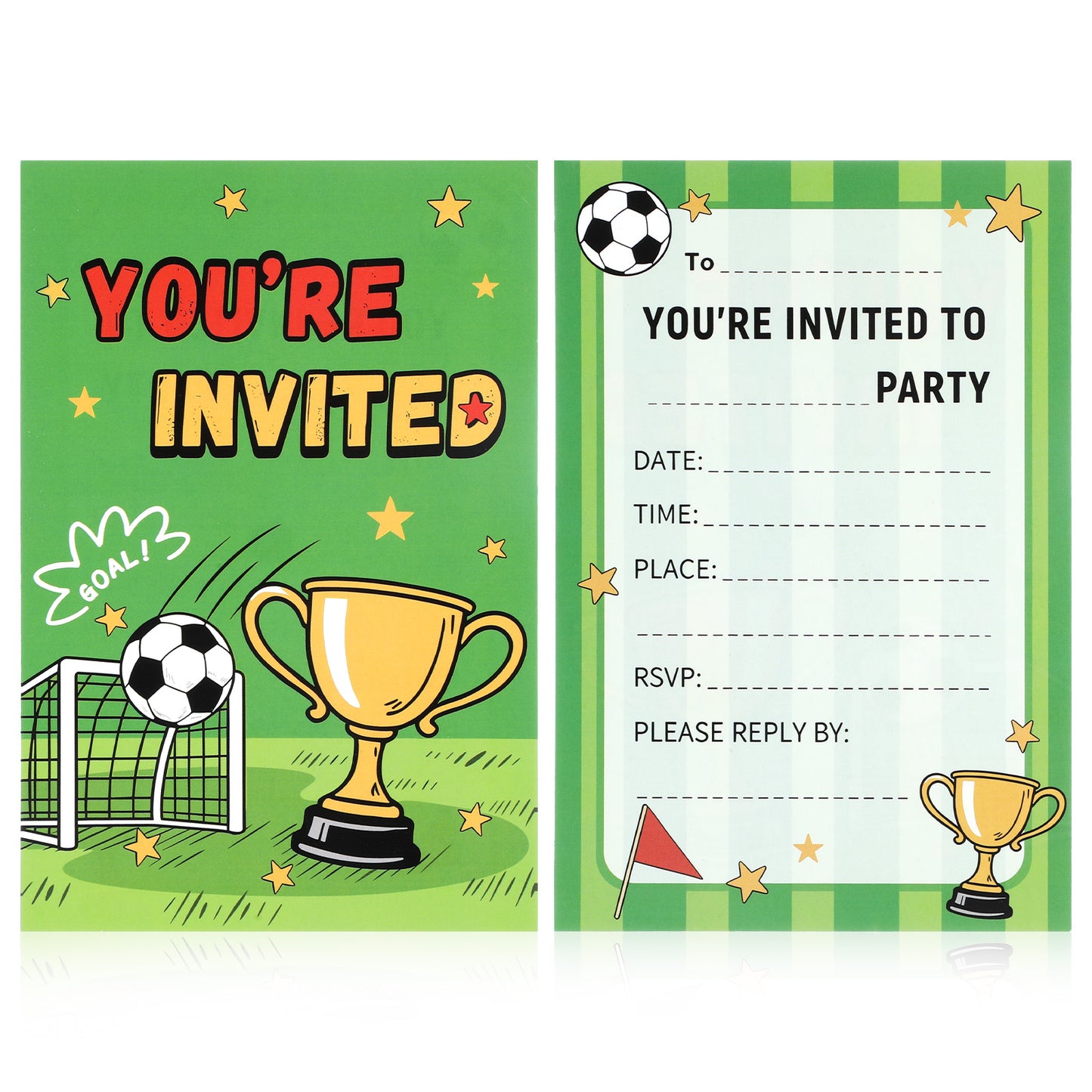 GEEHUA 40PCS Football Party Invitations, Football Theme Birthday Invitation Cards 15x10cm Footballs Birthday Invitations