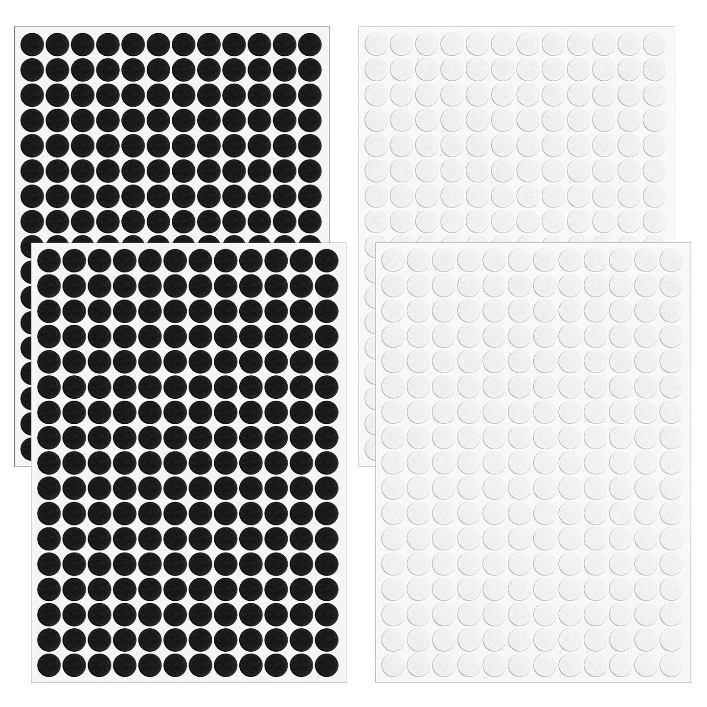 SULIKJHUI 816 Pcs Thin Felt Pads, Self-Stick Small Felt Pads for Cabinet Doors & Vases, 0.39 Inch Diameter x 0.15 Inch Thick(Black and White)