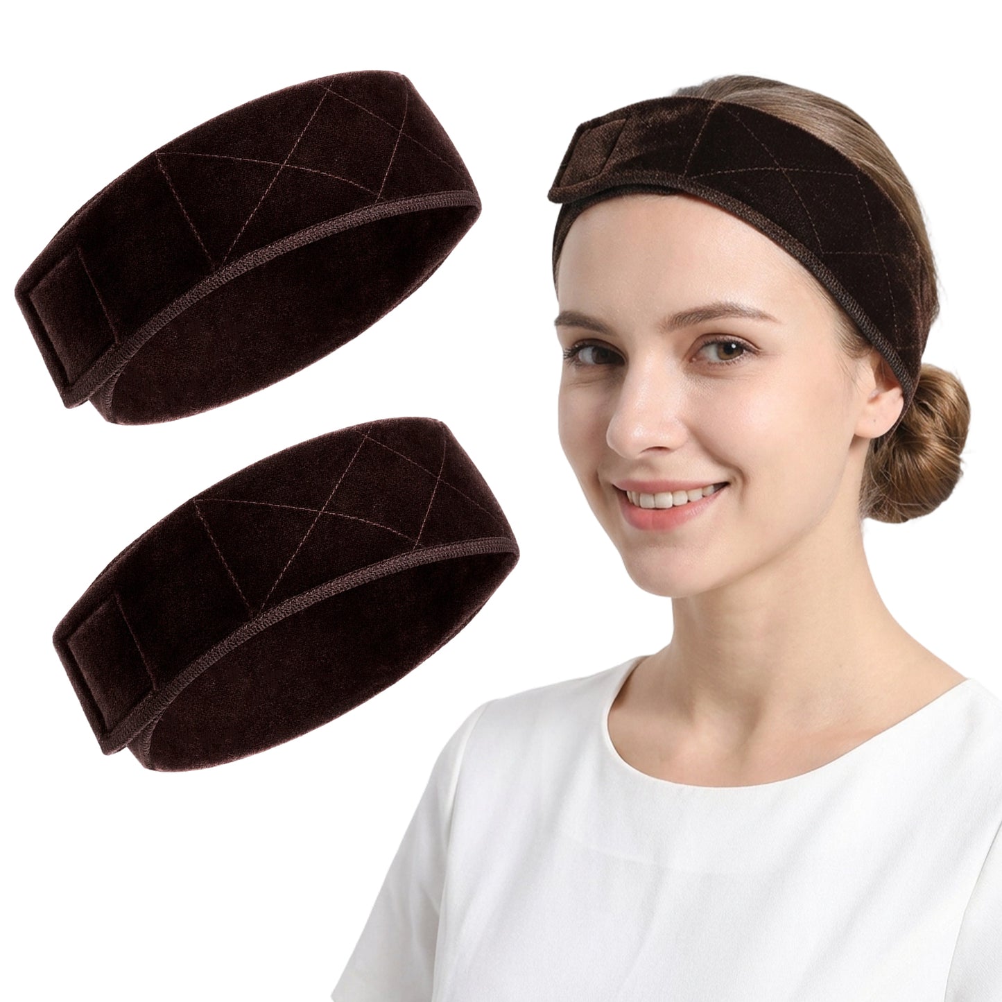 SULIKJHUI 2 Pcs Wig Grip Band, Dark Brown No Slip Wig Grips for Glueless Wigs, Soft Fabric Headband for Secure Hold (22.24 x 2.56 Inch)(Dark Brown)