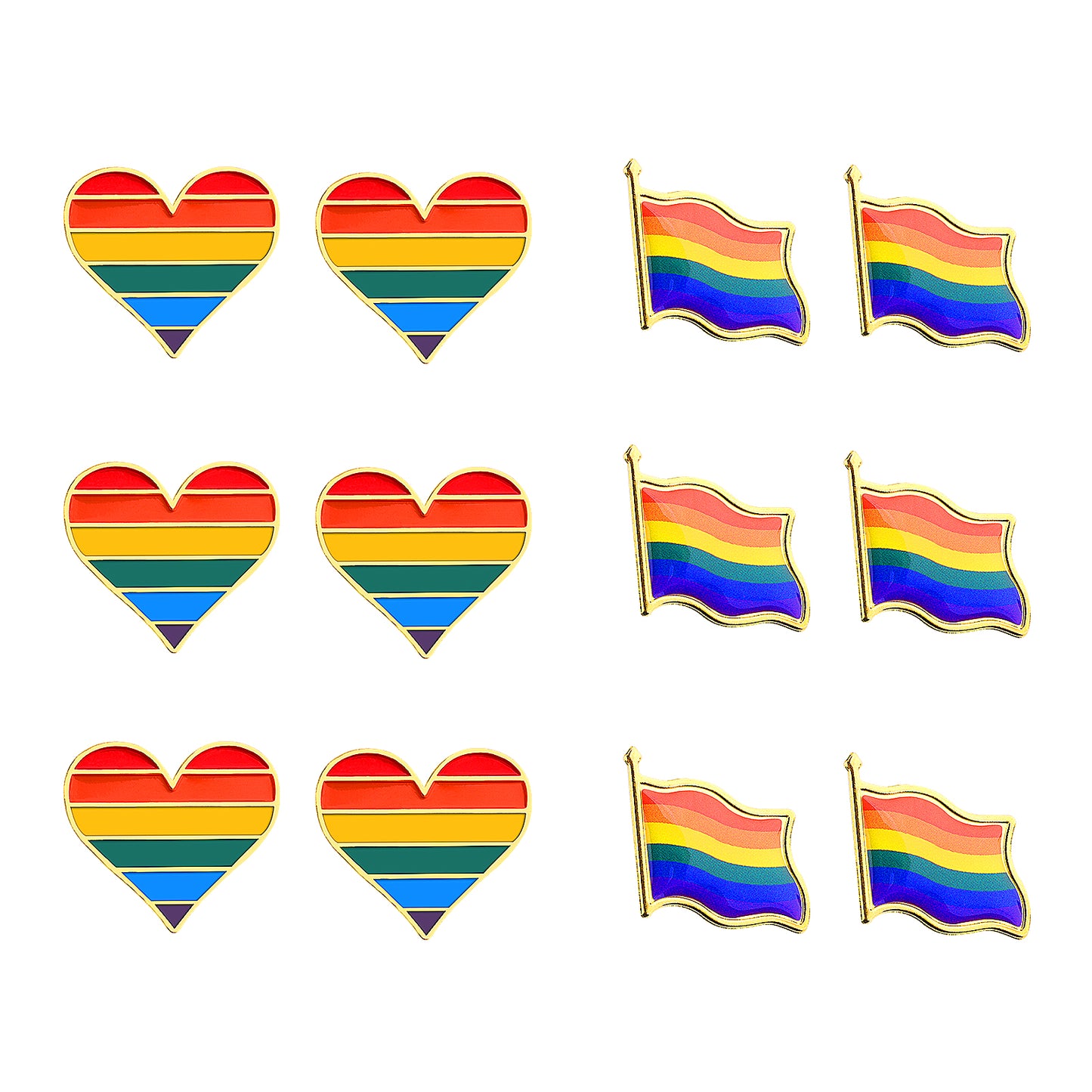 Molain 12 Pcs Rainbow Brooch Gay Pride Pins- Rainbow Gay Pride Flag Pins+ Heart Gay Flag Pride Pins, LGBTQ Lapel Decoration for Faggotry Lesbian