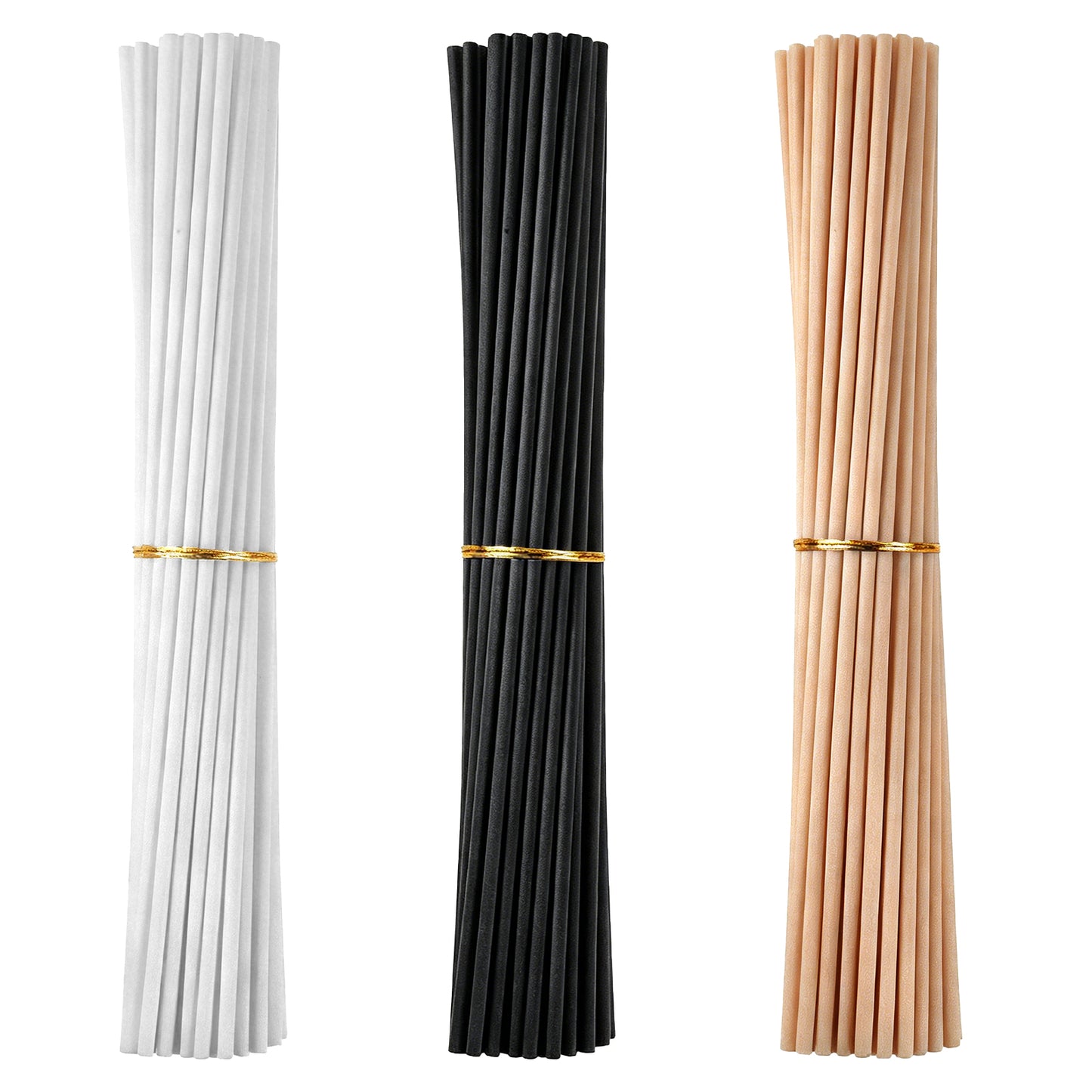 JJUNW 180PCS Diffuser Replacement Sticks, 7.8inch Fiber Reed Fragrance Sticks, 3 Mixed Colors Rattan Essential Oil Stick for Home Bathroom Office