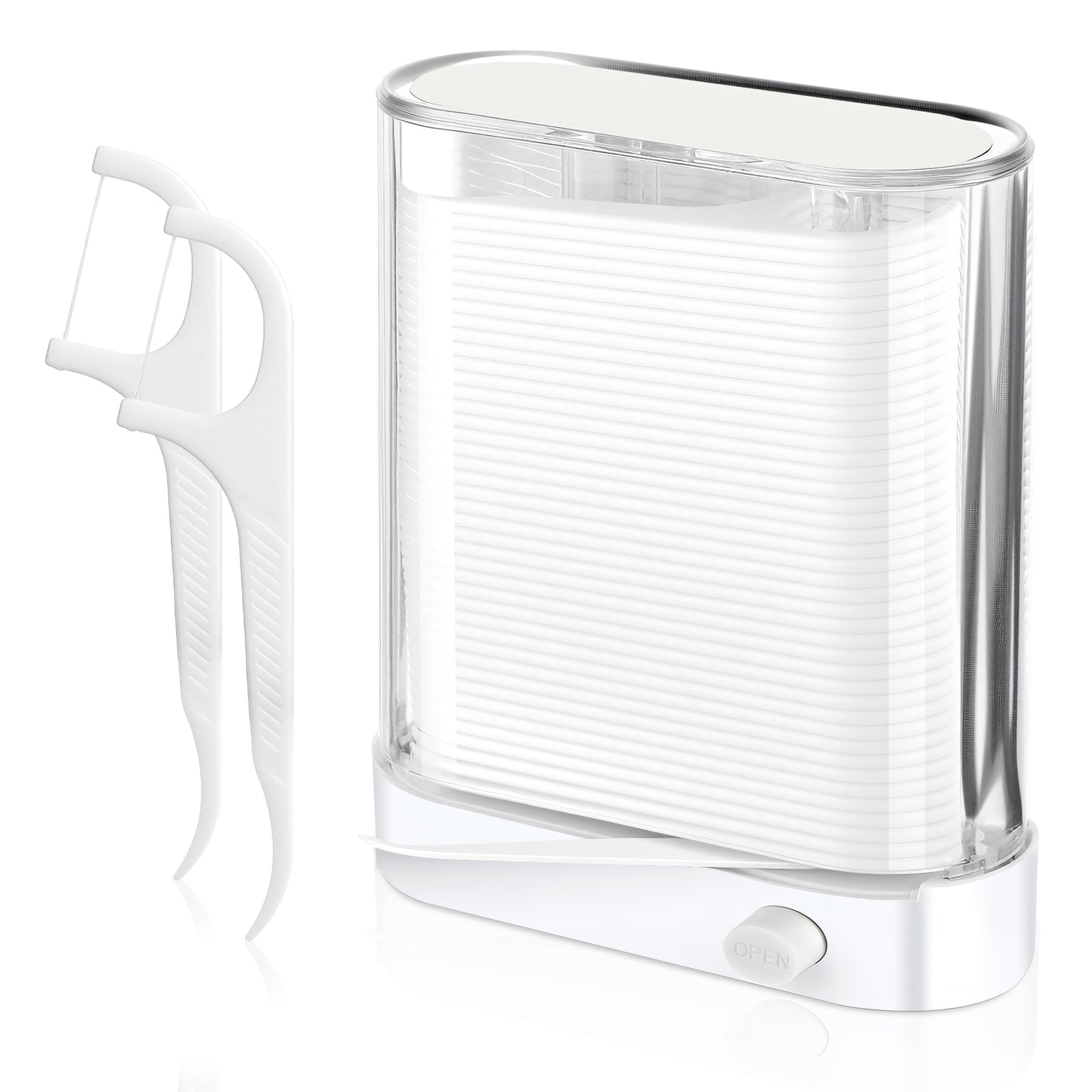 XLIUAX Dental Floss Picks Dispenser, Automatic Pop-Up Organiser Case with Flossers 88 Count Floss Sticks Toothpick Holder Container for Clean Teeth Teeth Care