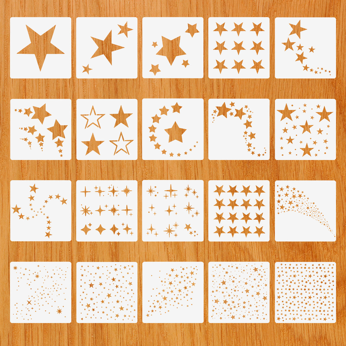 HJZHII 6Pcs Large Star Stencil for Painting, Reusable Stencils for Crafts