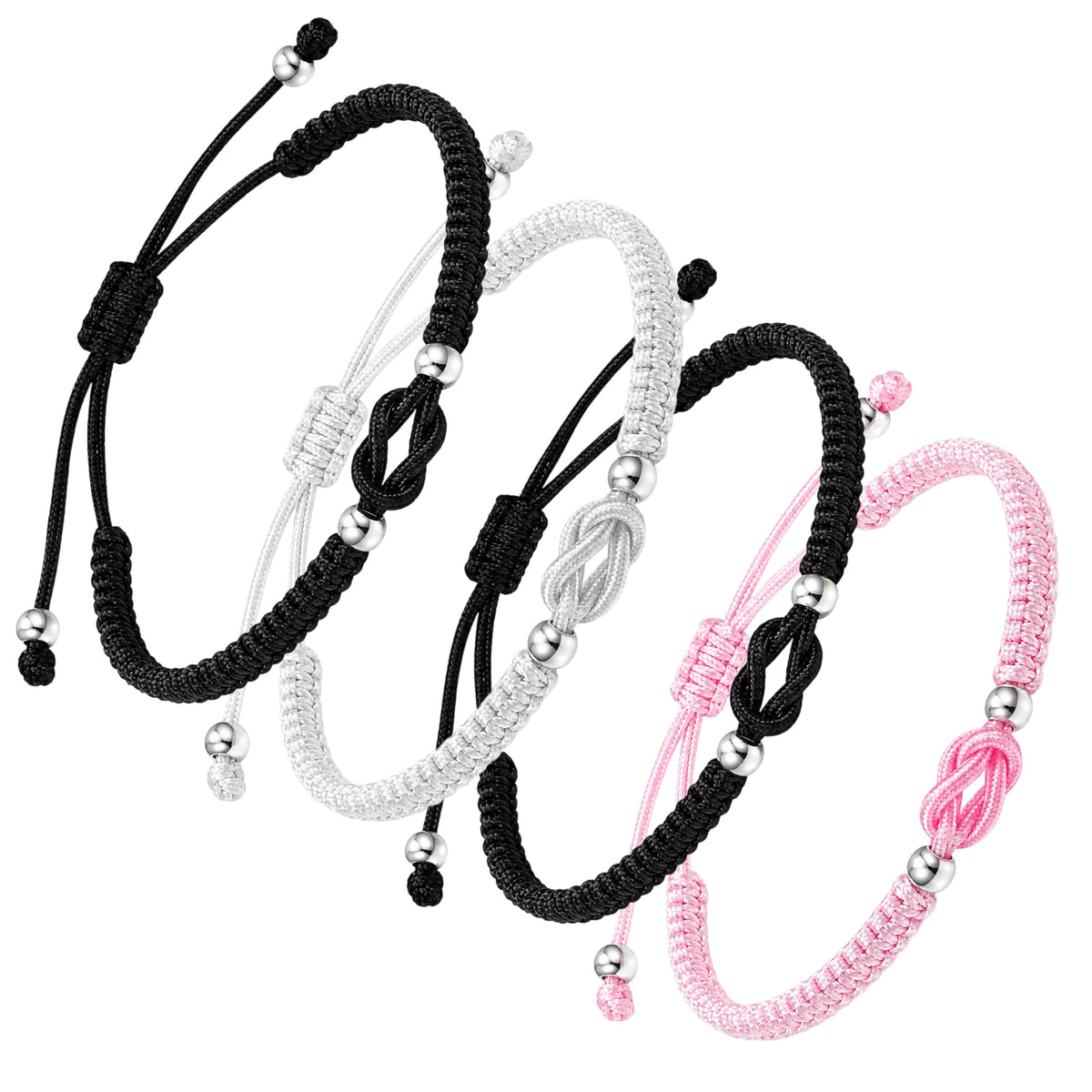 SULIKJHUI 2 Pair Matching Couple Bracelets, Adjustable Friendship Bracelet