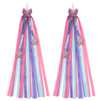 SHENLIU 2 Pcs Bike Tassels for Girls, Scooter Tassels Girls Rainbow Streamers for Handlebars, Bicycle Accessories for Kids Boys, Easy Installation, Purple & Pink (10.63 Inch)