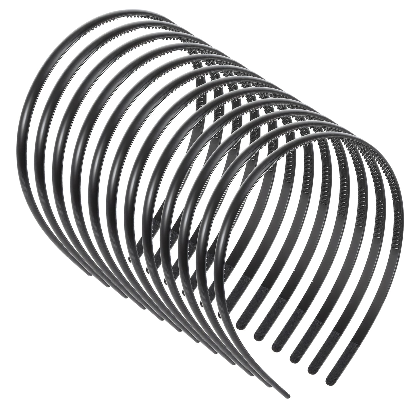 cobee 12 Pcs Plastic Headbands For Women, Thin Black Headband Non-Slip Headband With Teeth, Comb Headbands 8 mm DIY Hair Bands