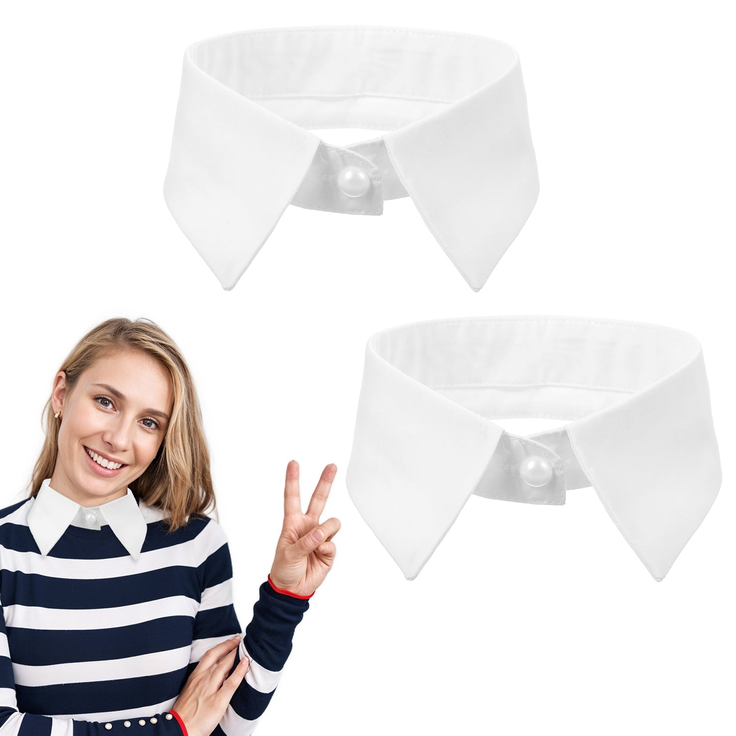 JIEYAO 2 Pack Detachable Collar Fake Collar, Versatile Dickey WhiteCollar for Women Half Shirt Blouse False Collar for Dresses Vest Blouse