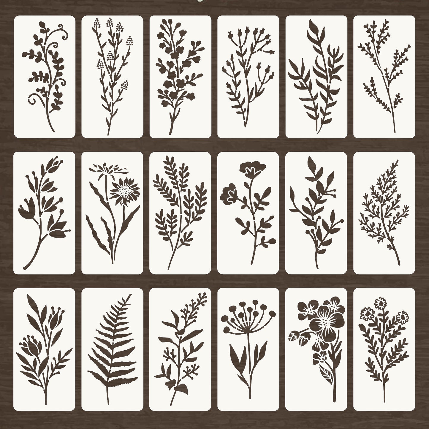 JJUNW 18 Pack Stencils for Painting on Wood, Reusable Flower Stencils Painting Crafts Templates Drawing Stencil Art Supplies for Painting on Wood, Wall, Furniture