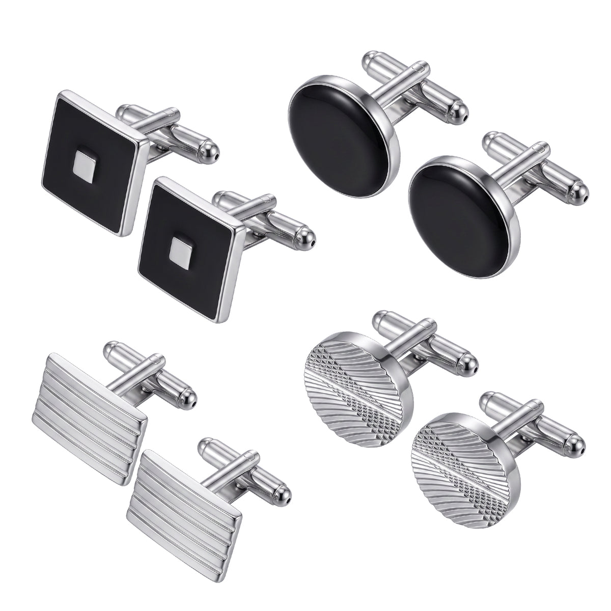 Jeffdad 4Pcs Cufflinks for Men Classic Cufflinks Cuff Links