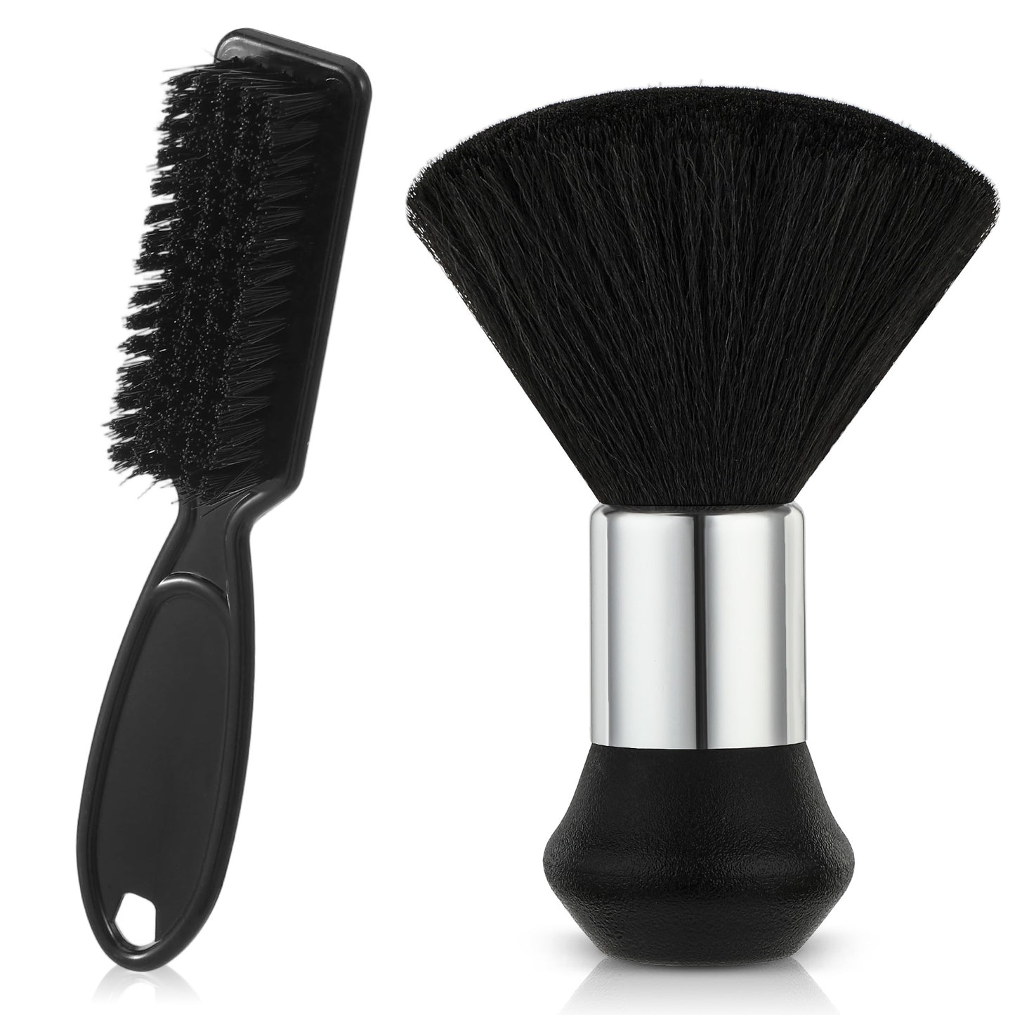HJZHII 2 Pcs Barber Brush Neck Duster, Professional Hair Cutting Brush Soft Neck Duster Brushes Essentials Barber Accessories Barbers DusterTool for Brushing off Hair Around Ears and Neckline (Black)