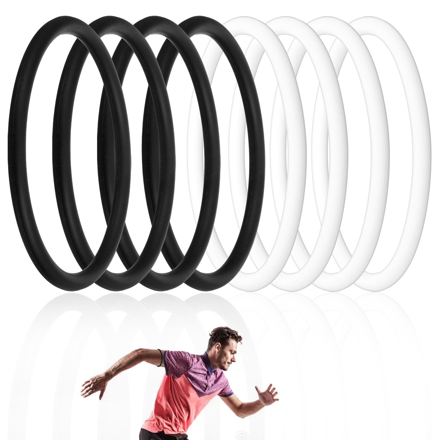 DOPENSPI 8PCS Patellar Tendon Support Strap, Knee Pain Relief Patella Bands Silicone Patella Bands Elastic Patella Knee Braces for Men Women Running Basketball Soccer