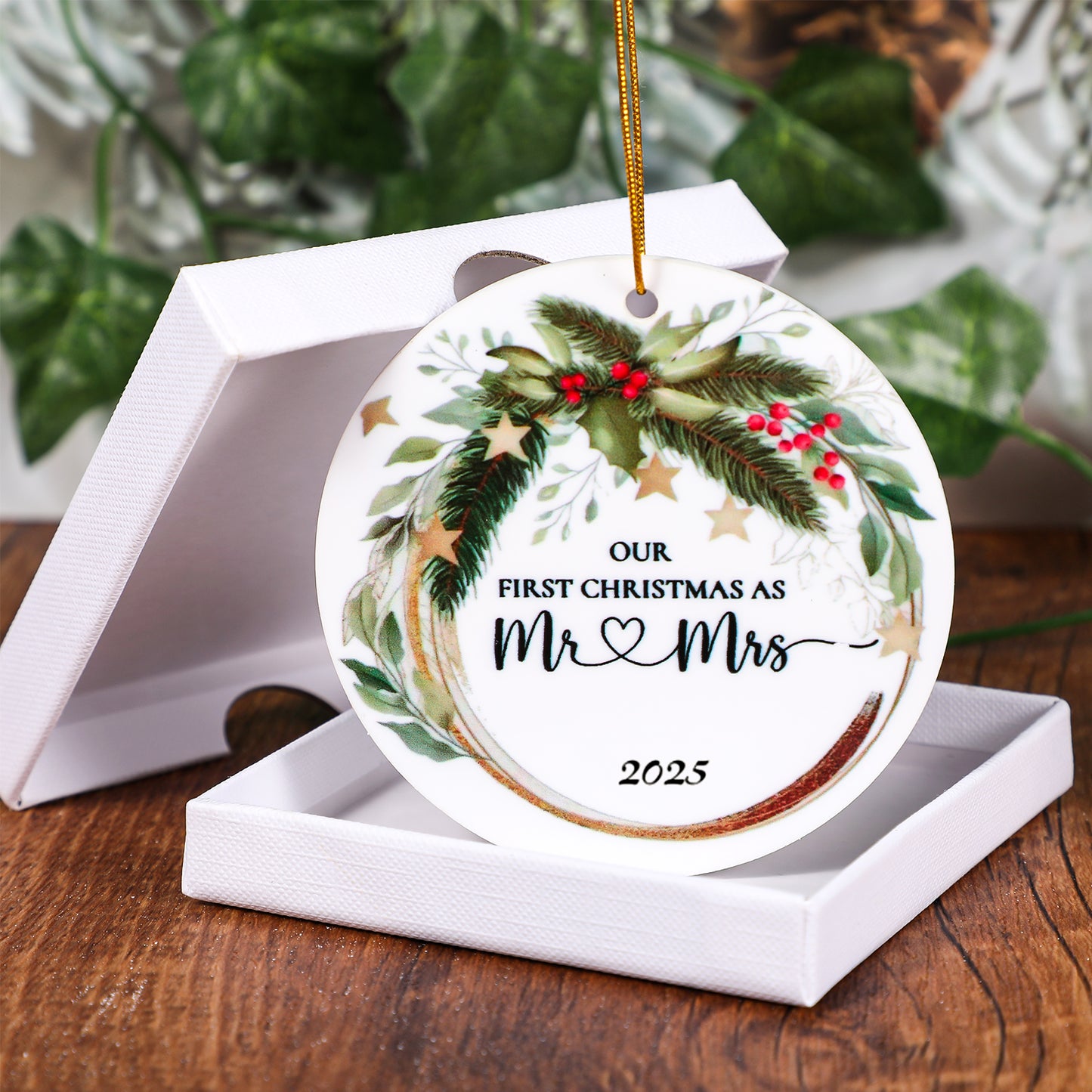 GEEHUA First Christmas Married Ornament 2025, Marriage Wedding Gifts Wedding Christmas Tree Ornament Our First Christma as Mr Mrs Gift for Couple Married Bridal Shower Anniversary Decoration