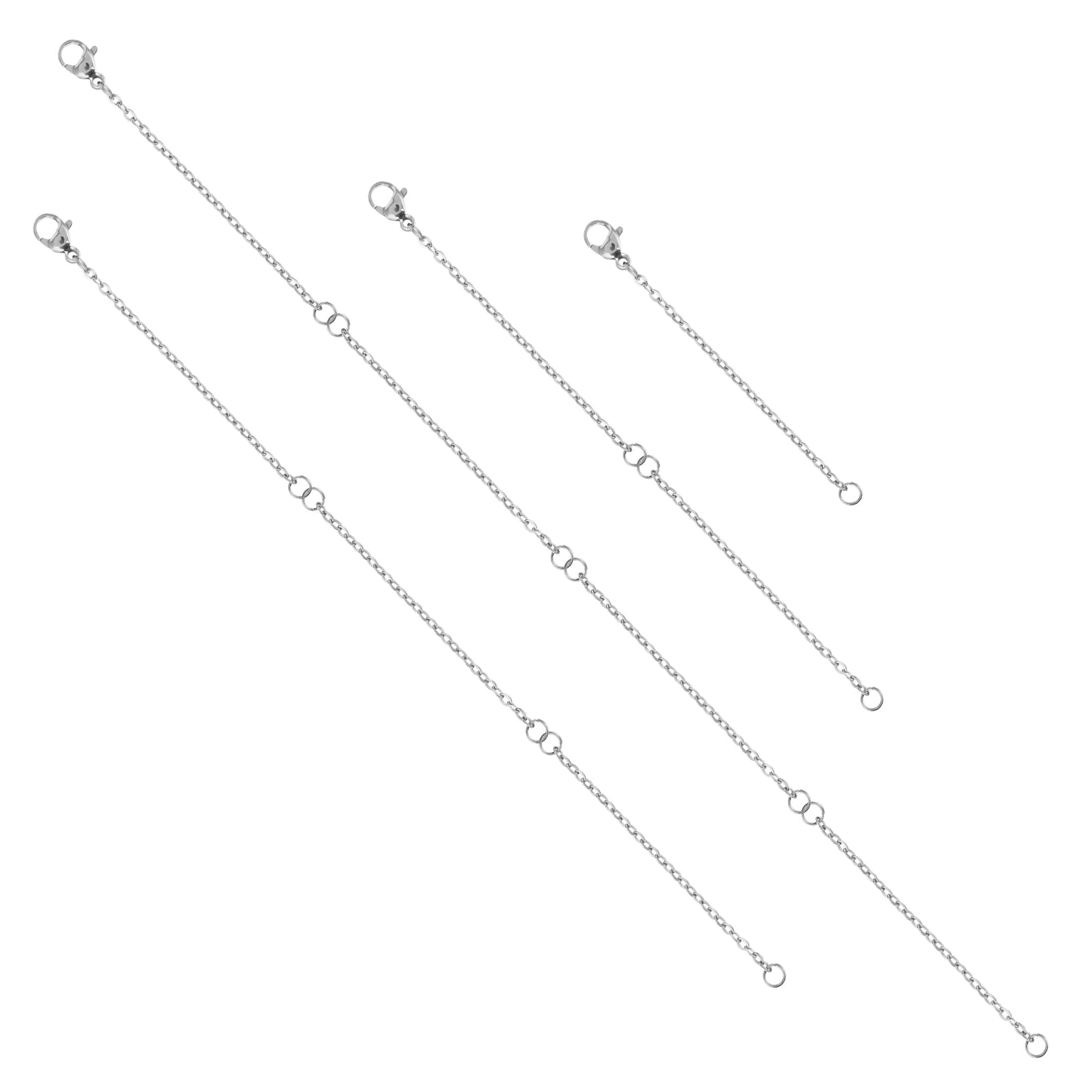 LXUEJIE 4 Pcs Necklace Chain Extender, Stainless Steel Necklace Extender Necklace Extender Extension Chains for Women Jewelry Gold, Necklace, Bracelet, Jewelry Making, 2" 4" 6" 8"(Silver)