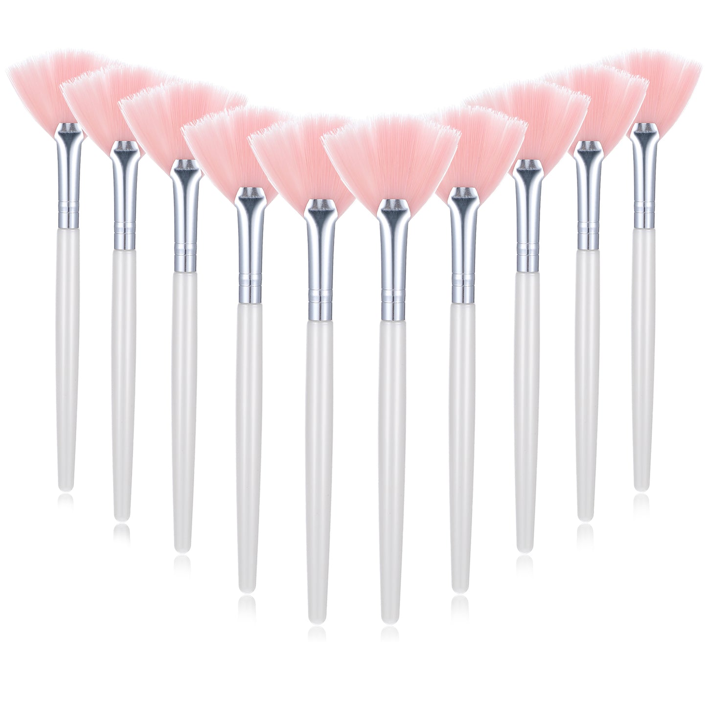 GEEHUA 10pcs Fan Facial Makeup Brushes, Soft Fan Facial Mask Applicator Brushes Professional Mask Cosmetic Tools with Comfortable Wood Handle for Blending Mud Cream Makeup Peel Esthetician