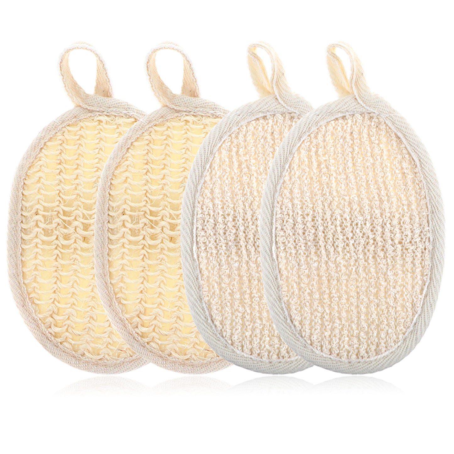 Molain Natural Exfoliating Body Scrubber, 4 Pack Eco-Friendly Bath Sponge for Men and Women Shower Scrub