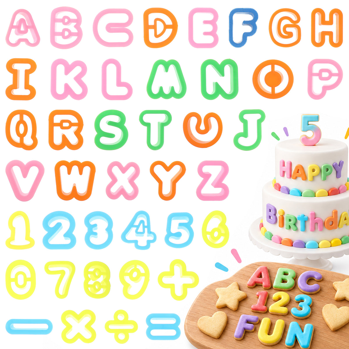 Yuanchu Playdough Cutters Set for Learning Letters Numbers, 41 Pcs