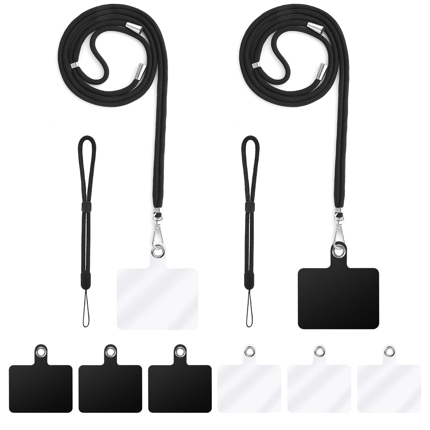 Molain Cell Phone Lanyards, Nylon Crossbody Lanyard for Around the Neck, 2Pcs Phone Neck Lanyard + 2 Pcs Hand Wrist Straps + 6 Pcs Phone Tether Patches Compatible with Smartphones Keys Wallet Camera