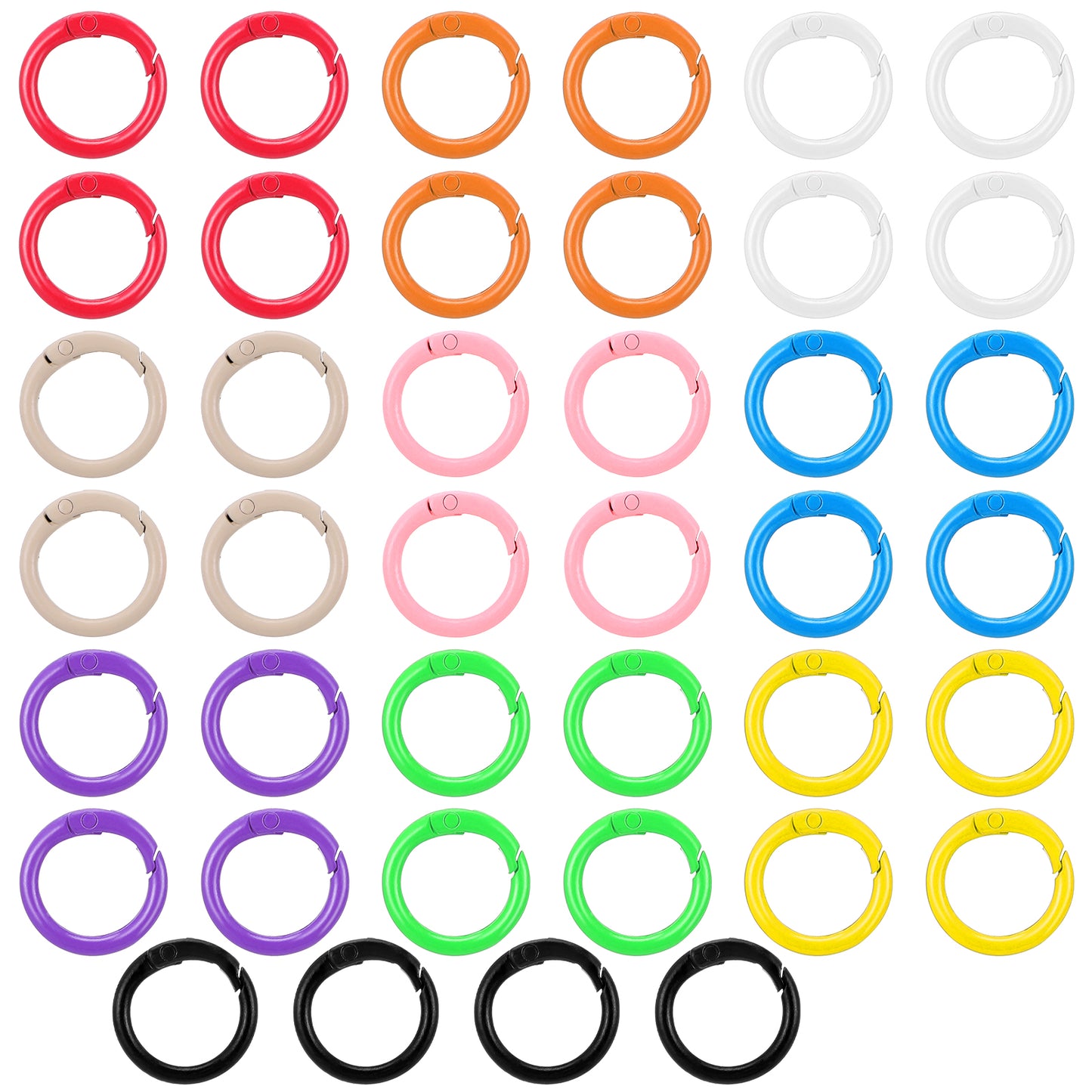 JIEYAO 40 Pcs 10 Colors Metal Spring O Rings, Spring Snap Clips Round Snap Clip Keyring Buckle Hooks O Rings Buckles Round Keychain Clip Trigger for Keychains DIY Accessories