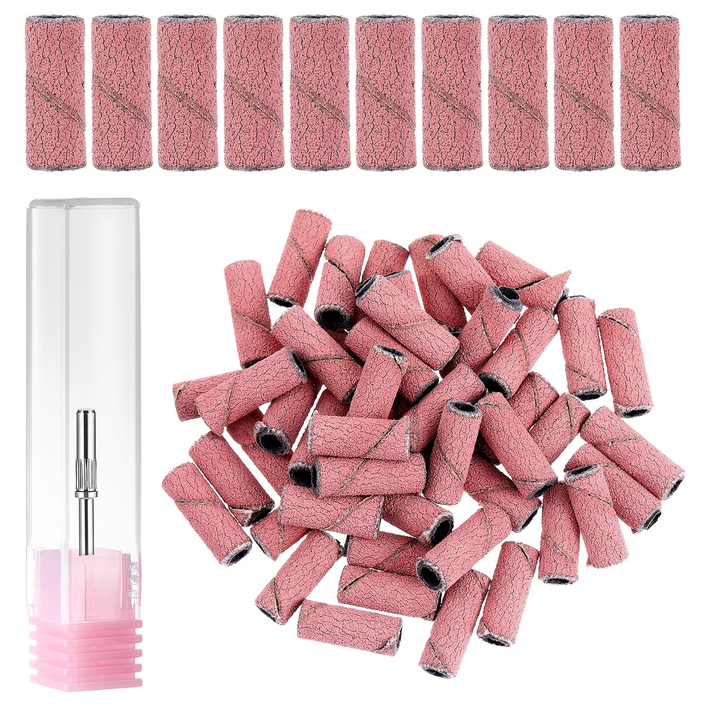 Yuanchu 100 Pcs Small Sanding Band for Nail Drill Bits, 3.1 mm Mini Cuticle Sanding Files, 180# Extra Fine Grit Nail File Sanding Bands with Mandrel Bit Bands for Acrylic Nails Gel Manicure(#180)
