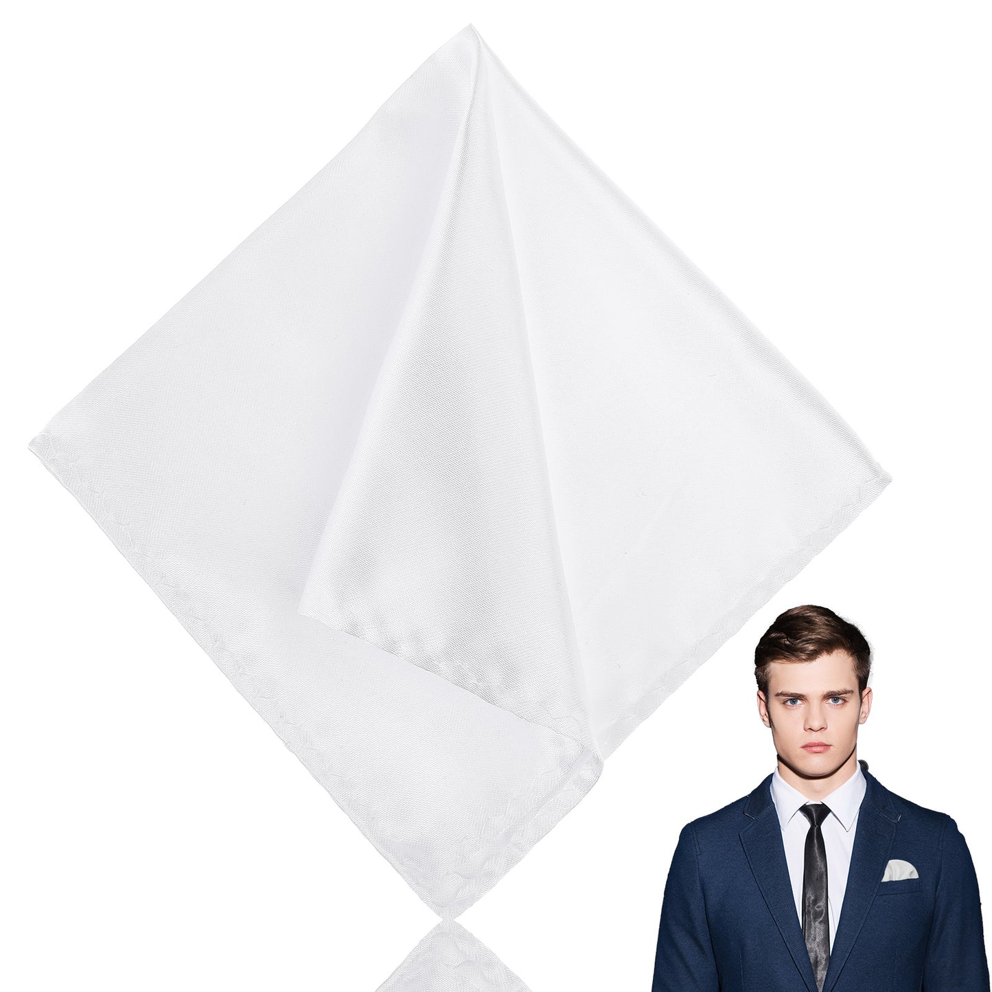 BOHUIZ Men's Pocket Square Satin Pocket Square for Men Solid Color Handkerchief Suit Pocket Squares Classic Pure Silk Hankies