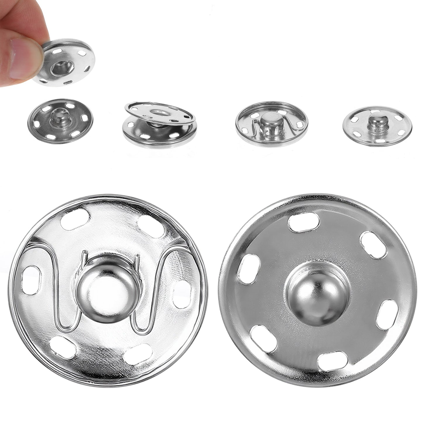 SHENLIU 24 Sets Large Press Studs, 25mm Metal Round Snap Fasteners for Clothes, Coats, Hats, Jeans, Down Jackets, Leather & DIY Crafts, Heavy Duty Poppers