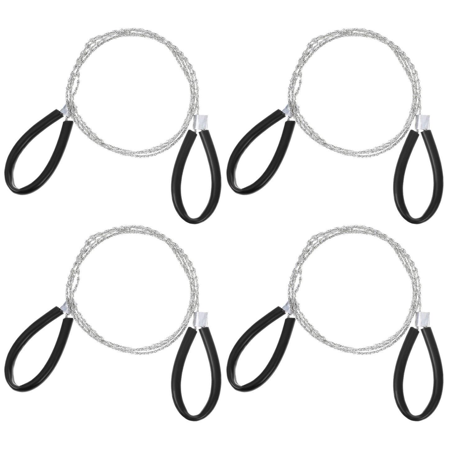 HJZHII 4Pcs Stainless Steel Cable Saw, Hand Pocket String Rope Saw Emergency Survival Wire Camping PVC Pipe Cable Cutting Tool for Wood Trees Cutting Hiking Travel Hunting 25.59in