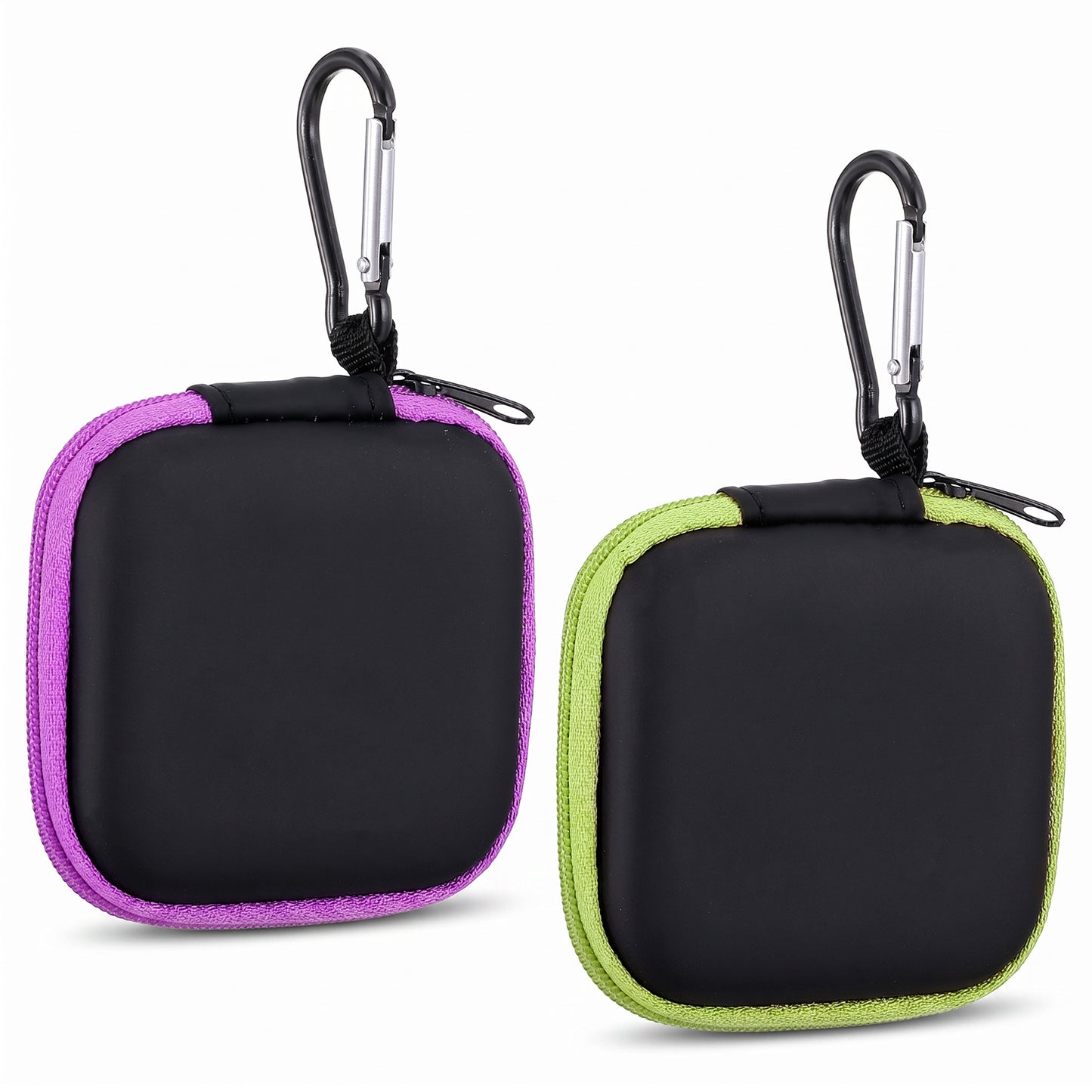 GEEHUA 2PCS Earphone Case, Portable EVA Storage Earbuds Bag with Carabiner