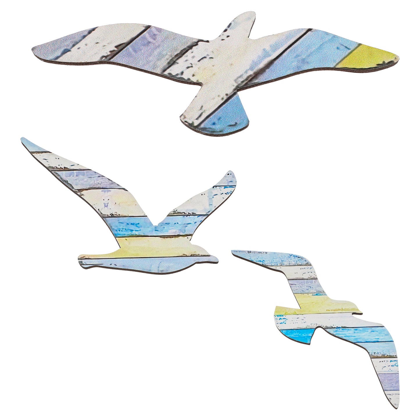 MBAIYO 3Pcs Wooden Seagull Beach Decor, Wall Art Seagull Coastal Decors Beach Coastal Wall Art Decorations Nautical Ocean Themed Decals for Home Living Room Bedroom