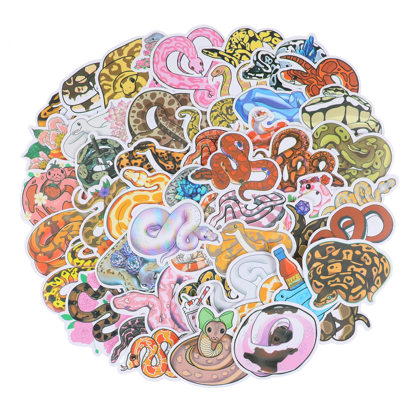 JJUNW 50Pcs Cute Snake Animal Cartoon Waterproof Decals Stickers, Snake Stickers, for Adults for Birthday Bachelor Party Halloween Decoration Favors for Water Bottles Laptop Suitcase